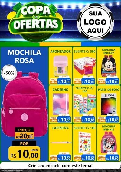 Modelo de Encarte para Encarte A4 Vertical com o tema Copa de Ofertas para Papelaria