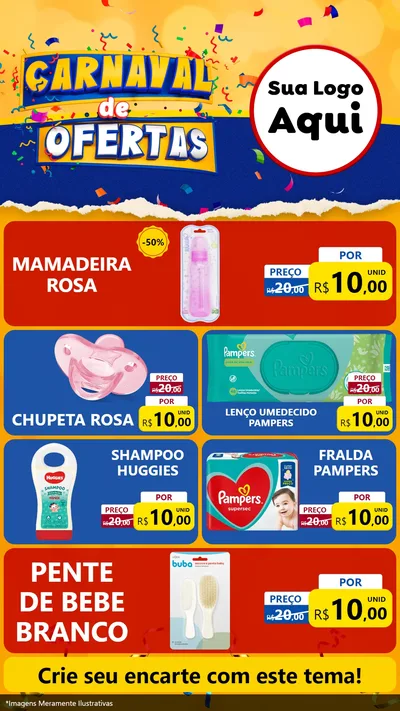 Modelo de TV para TV Vertical com o tema Carnaval de Ofertas para Bebês