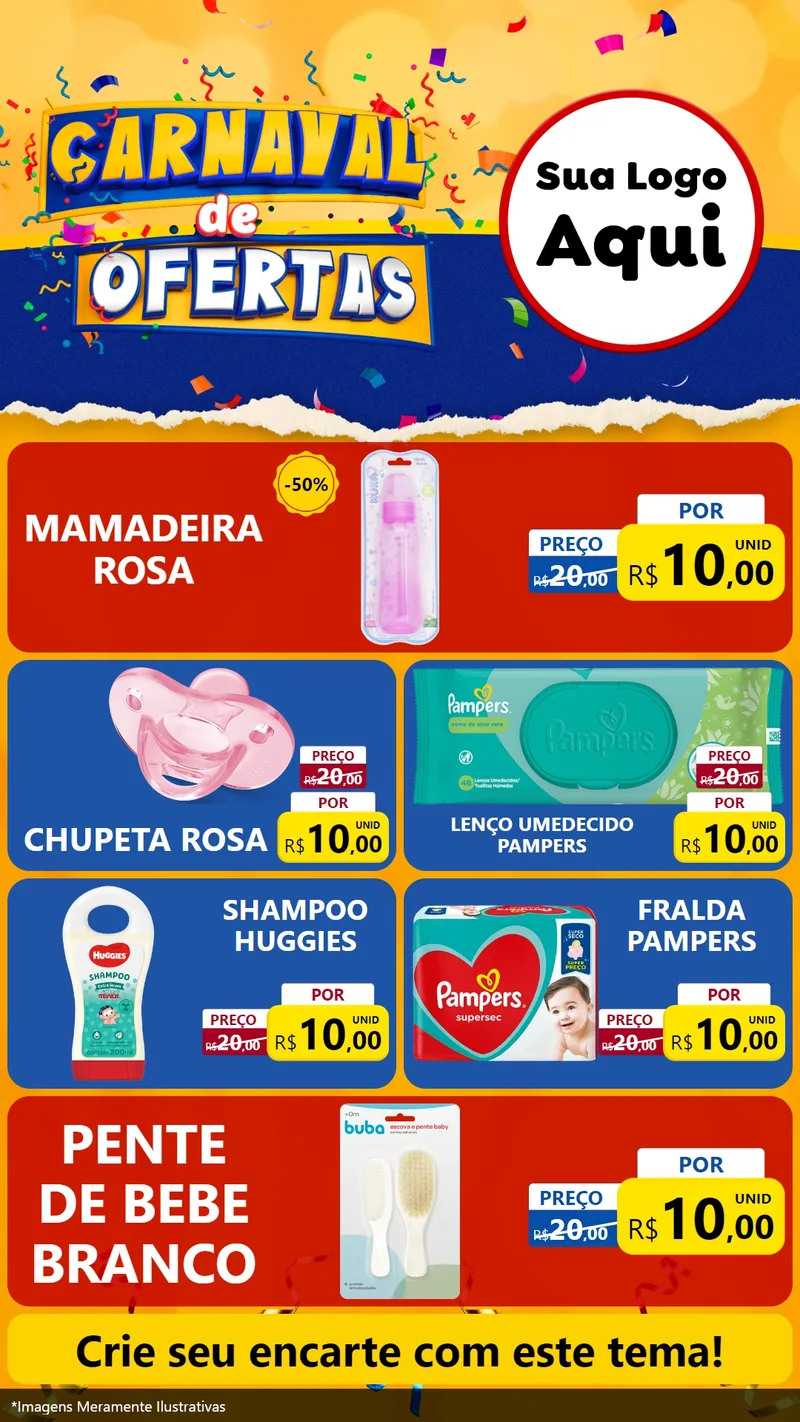 Modelo de TV para TV Vertical com o tema Carnaval de Ofertas para Bebês