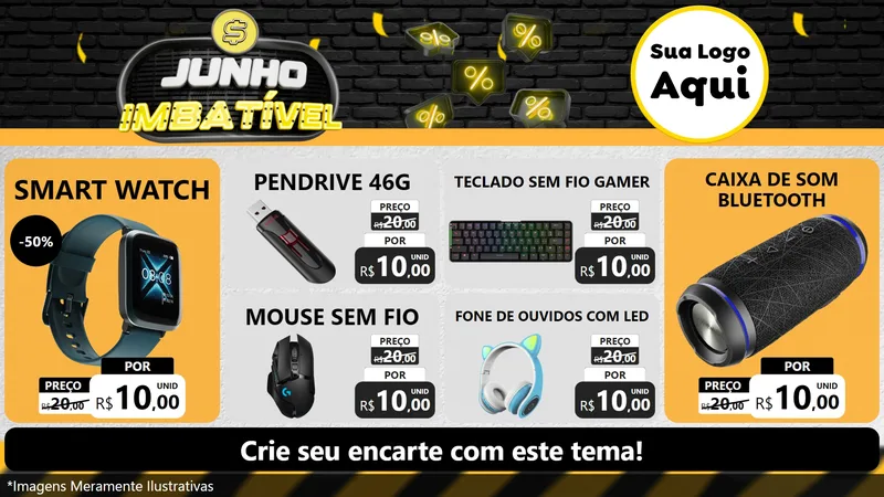 Modelo de TV para TV Horizontal com o tema Junho Imbatível para Informática