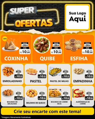 Modelo de Rede Social para Feed Instagram com o tema Super Ofertas para Salgadaria