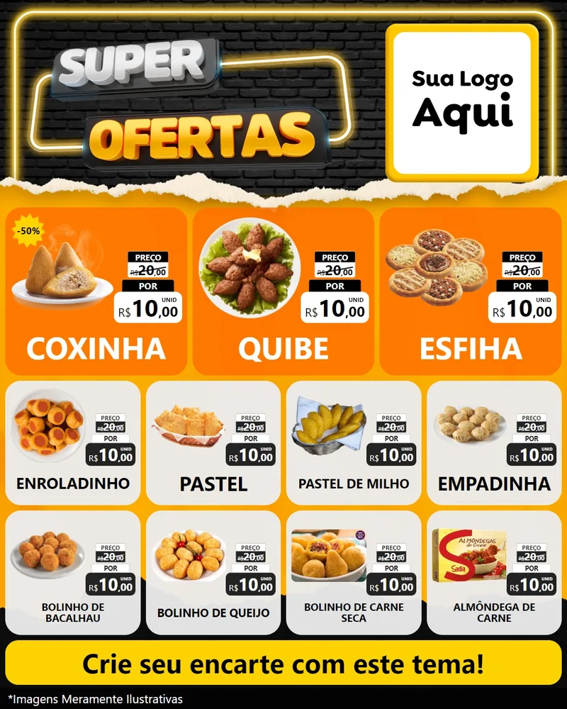 Modelo de Rede Social para Feed Instagram com o tema Super Ofertas para Salgadaria