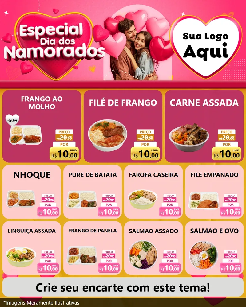 Modelo de Rede Social para Feed Instagram com o tema Especial Dia dos Namorados para Restaurante