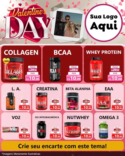 Modelo de Rede Social para Feed Instagram com o tema Valentine's Day para Suplementos alimentares