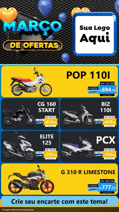 Modelo de TV para TV Vertical com o tema Março de Ofertas para Concessionaria de Motos