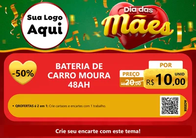 Modelo de Cartaz para Cartaz A4 Horizontal com o tema Dia das Mães para Baterias Elétricas