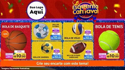 Modelo de TV para TV Horizontal com o tema Esquenta de Carnaval para Artigos Esportivos