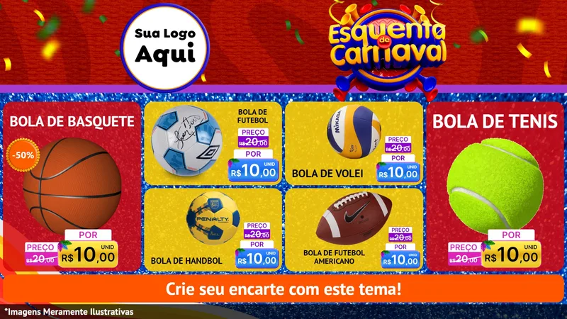 Modelo de TV para TV Horizontal com o tema Esquenta de Carnaval para Artigos Esportivos