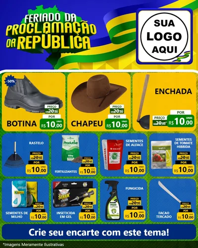Modelo de Rede Social para Feed Instagram com o tema Feriado da Proclamação da República para Agropecuária