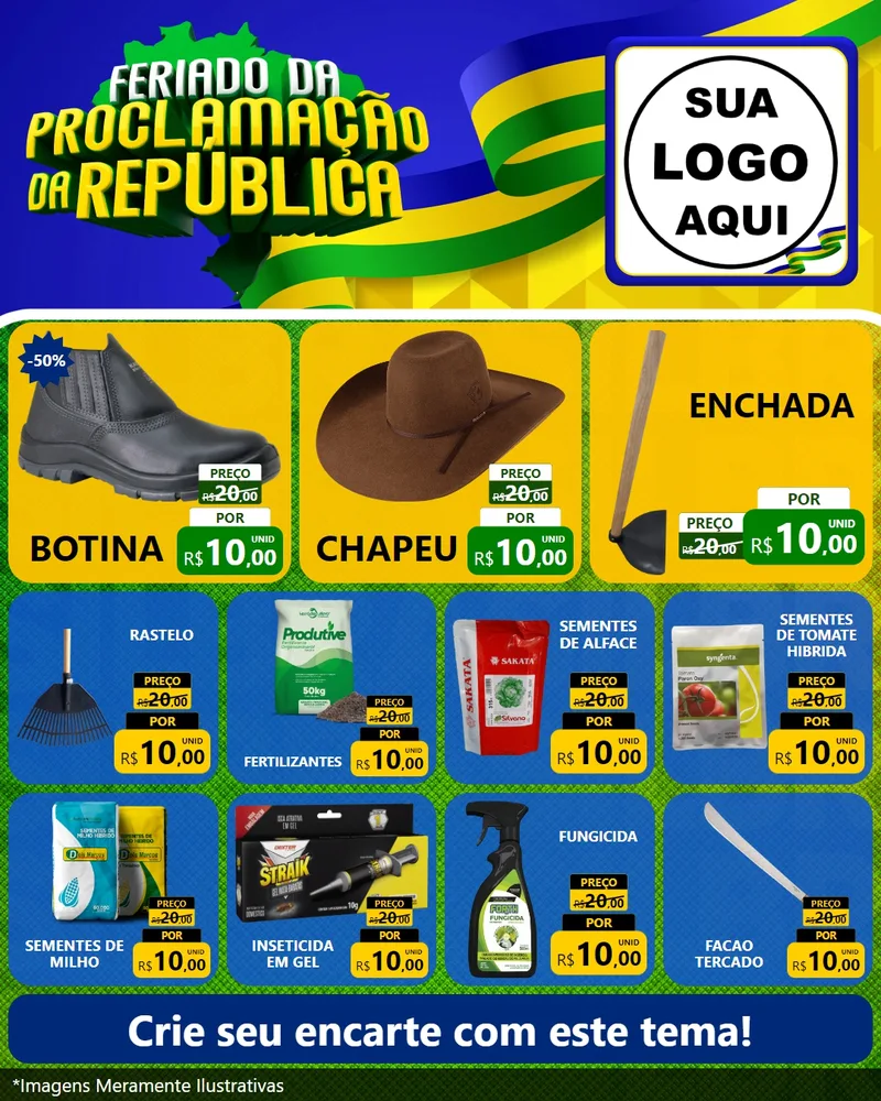 Modelo de Rede Social para Feed Instagram com o tema Feriado da Proclamação da República para Agropecuária