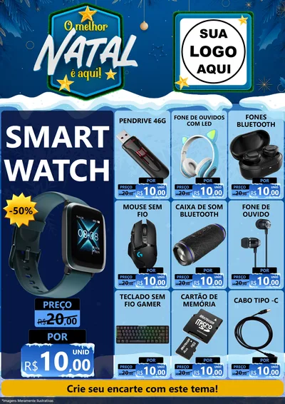 Modelo de Encarte para Encarte A4 Vertical com o tema O Melhor Natal É Aqui! para Informática