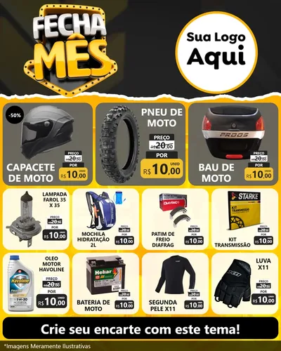 Modelo de Rede Social para Feed Instagram com o tema Fecha Mês para Moto peças