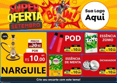 Modelo de Encarte para Encarte A4 Horizontal com o tema Super Oferta Setembro para Tabacaria