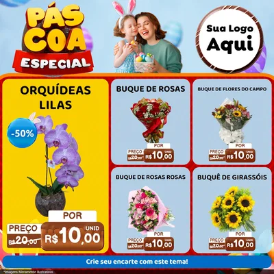 Modelo de Rede Social para Feed Facebook com o tema Páscoa Especial para Floricultura e jardim