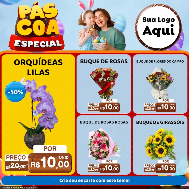 Modelo de Rede Social para Feed Facebook com o tema Páscoa Especial para Floricultura e jardim