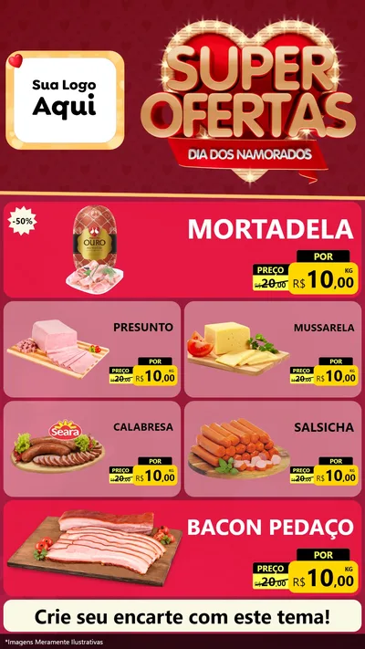 Modelo de TV para TV Vertical com o tema Dia dos Namorados para Frios e Laticínios