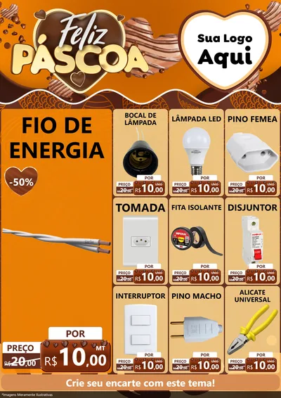 Modelo de Encarte para Encarte A4 Vertical com o tema Feliz Páscoa para Materiais Elétricos