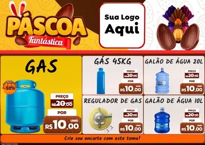 Modelo de Encarte para Encarte A4 Horizontal com o tema Páscoa Fantástica para Água e gás