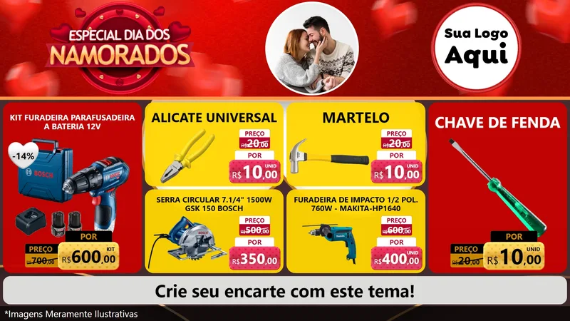 Modelo de TV para TV Horizontal com o tema Especial Dia Dos Namorados para Maquinas e Ferramentas