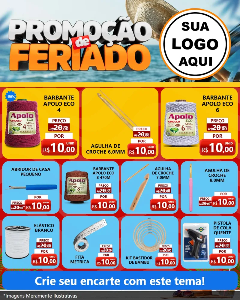 Modelo de Rede Social para Feed Instagram com o tema Promoção de Feriado para Armarinho e Aviamentos
