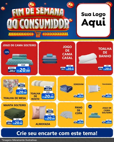 Modelo de Rede Social para Feed Instagram com o tema Fim de Semana do Consumidor para Cama, Mesa e Banho