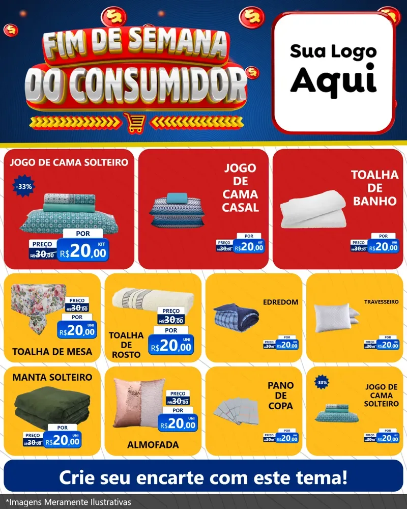 Modelo de Rede Social para Feed Instagram com o tema Fim de Semana do Consumidor para Cama, Mesa e Banho