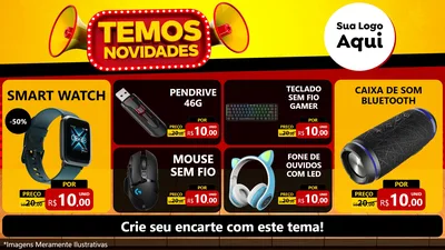 Modelo de TV para TV Horizontal com o tema Temos Novidades para Informática