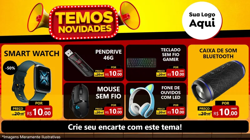 Modelo de TV para TV Horizontal com o tema Temos Novidades para Informática