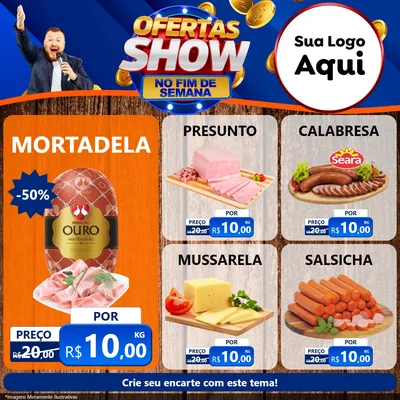Modelo de Rede Social para Feed Facebook com o tema Ofertas Show No Fim De Semana para Frios e Laticínios
