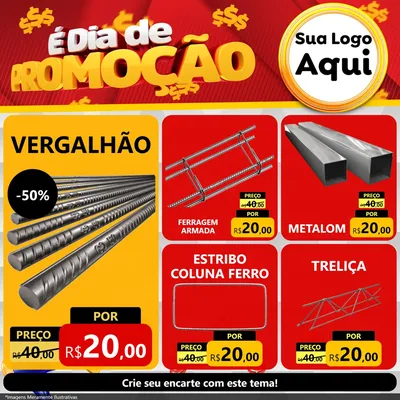 Modelo de Rede Social para Feed Facebook com o tema É Dia De Promoção para Ferragens