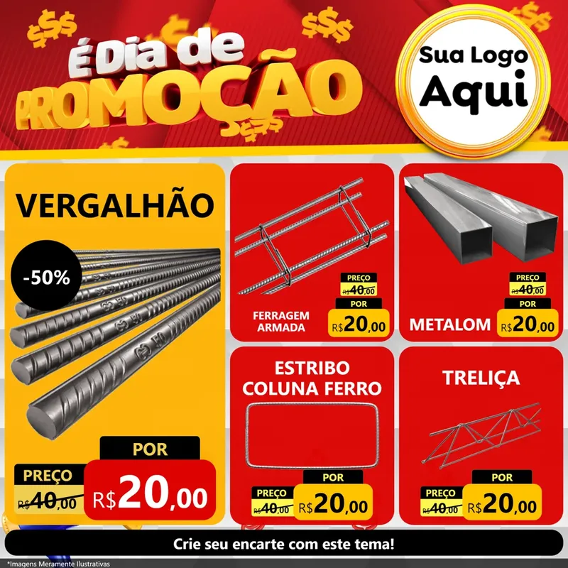 Modelo de Rede Social para Feed Facebook com o tema É Dia De Promoção para Ferragens