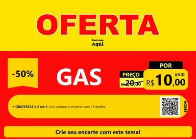 Modelo de Cartaz para Cartaz A4 Horizontal com o tema OFERTA - Vermelho Cartaz para Água e gás