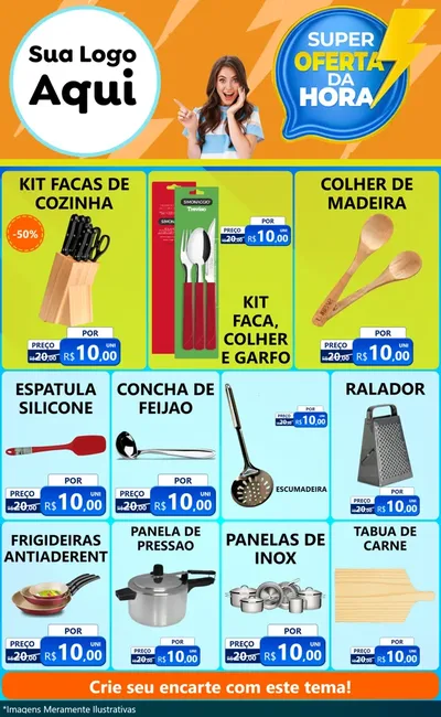 Modelo de Encarte para Encarte Grande com o tema Super Oferta da Hora para Utilidades Domésticas
