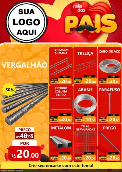 Modelo de Encarte para Encarte A4 Vertical com o tema Mês Dos Pais para Ferragens