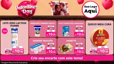 Modelo de TV para TV Horizontal com o tema Valentine's Day para Frios e Laticínios