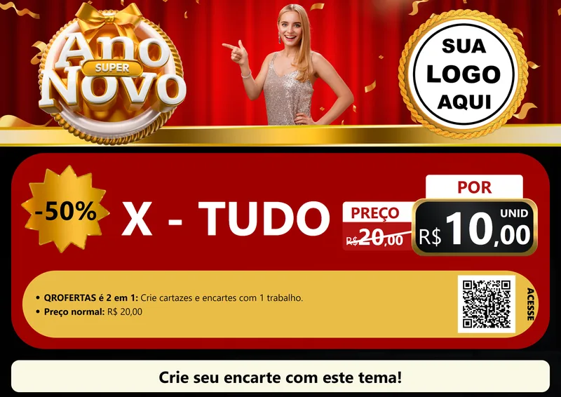 Modelo de Cartaz para Cartaz A4 Horizontal com o tema Super Ano Novo para Hamburgueria