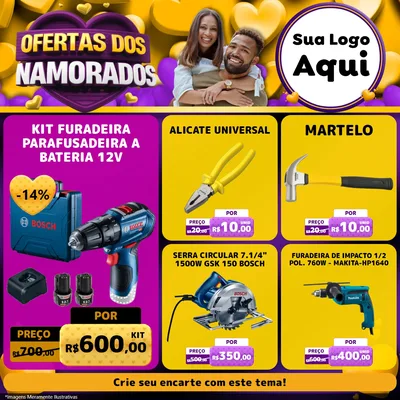 Modelo de Rede Social para Feed Facebook com o tema Oferta Dos Namorados para Maquinas e Ferramentas