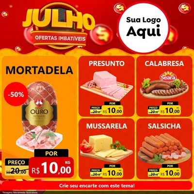 Modelo de Rede Social para Feed Facebook com o tema Julho Ofertas Imbatíveis para Frios e Laticínios