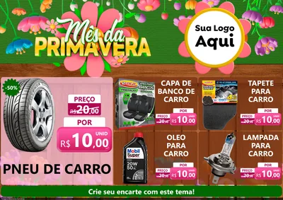 Modelo de Encarte para Encarte A4 Horizontal com o tema Mês da Primavera para Auto peças