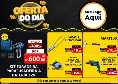 Modelo de Encarte para Encarte A4 Horizontal com o tema Oferta Do Dia para Maquinas e Ferramentas