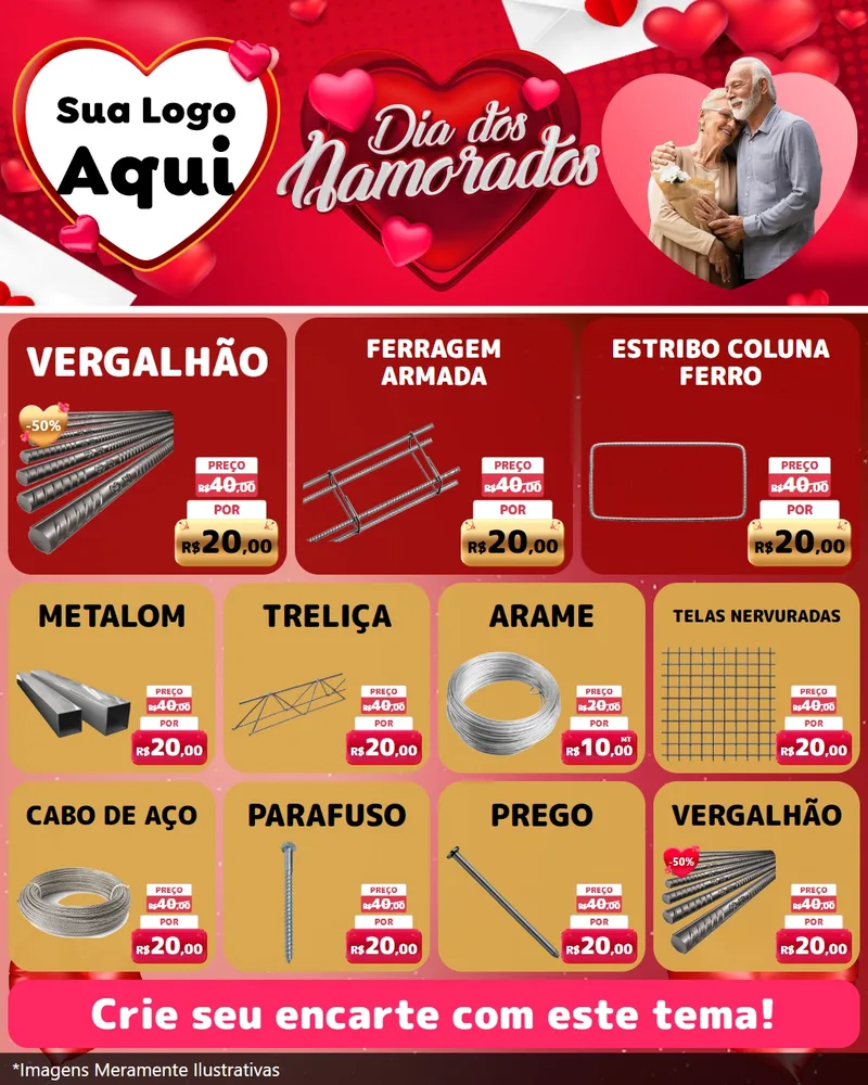 Modelo de Rede Social para Feed Instagram com o tema Dia Dos Namorados para Ferragens