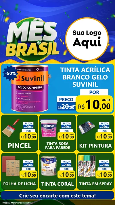 Modelo de Rede Social para Stories com o tema Mês do Brasil para Tintas e Ferramentas