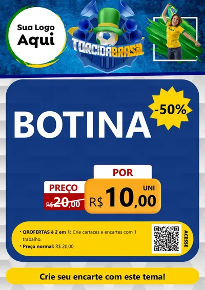 Modelo de Cartaz para Cartaz A4 Vertical com o tema Torcida Brasil - Copa para Agropecuária