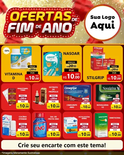 Modelo de Rede Social para Feed Instagram com o tema Ofertas de Fim de Ano para Farmácia