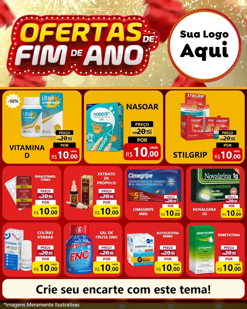 Modelo de Rede Social para Feed Instagram com o tema Ofertas de Fim de Ano para Farmácia