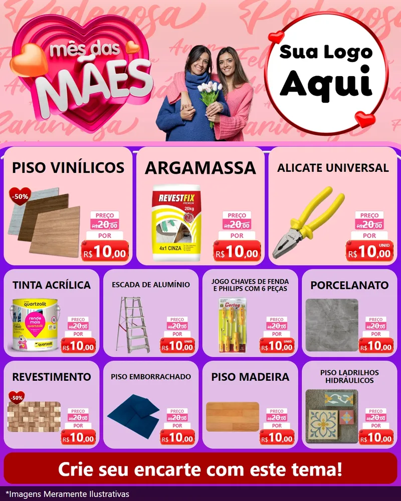 Modelo de Rede Social para Feed Instagram com o tema Mês Das Mães para Material para Construção