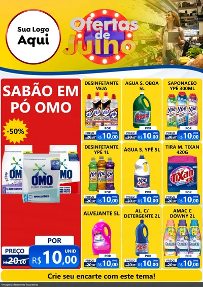 Modelo de Encarte para Encarte A4 Vertical com o tema Ofertas de Julho para Produtos de Limpeza