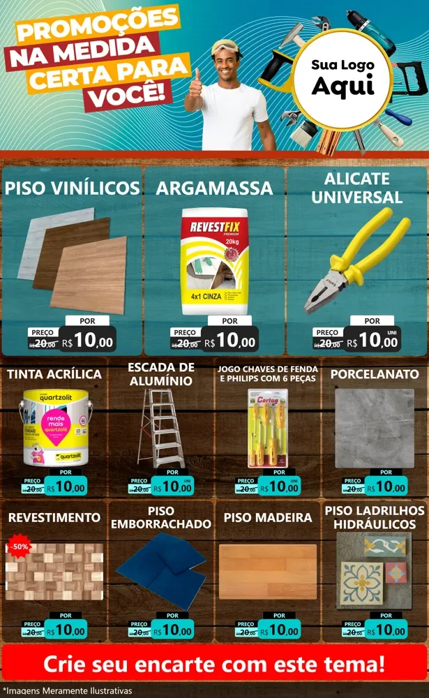 Modelo de Encarte para Encarte Grande com o tema Promoções na Medida Certa Para Você para Material para Construção