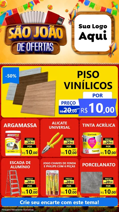 Modelo de Rede Social para Stories com o tema São João de Ofertas para Material para Construção