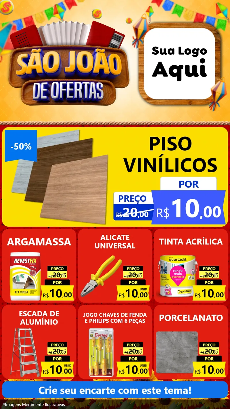 Modelo de Rede Social para Stories com o tema São João de Ofertas para Material para Construção